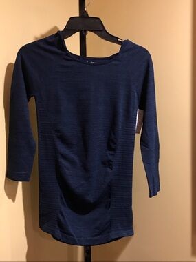 Tees by Tina Navy Textured Boat Neck Long Sleeve Top